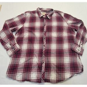 Blue Mountain‎ men's maroon/white plaid flannel long sleeve button up shirt 2X